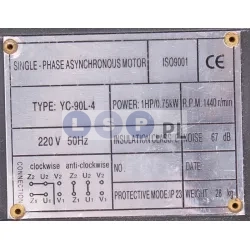 YC90L-4 Silnik elektryczny 230 V 0,75 KW 1400 RPM