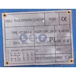 YC100L1-4  Silnik elektryczny 230 V 1,1 1400 RPM