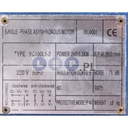 YC100L1-2 Silnik elektryczny 230V 1,5 KW 2850 RPM