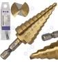 Wiertło stożkowe stopniowe 4-22mm HSS TiN HEX wiertło choinkowe Wiertło stożkowe stopniowe 4-22mm HSS TiN HEX wiertło choinkowe