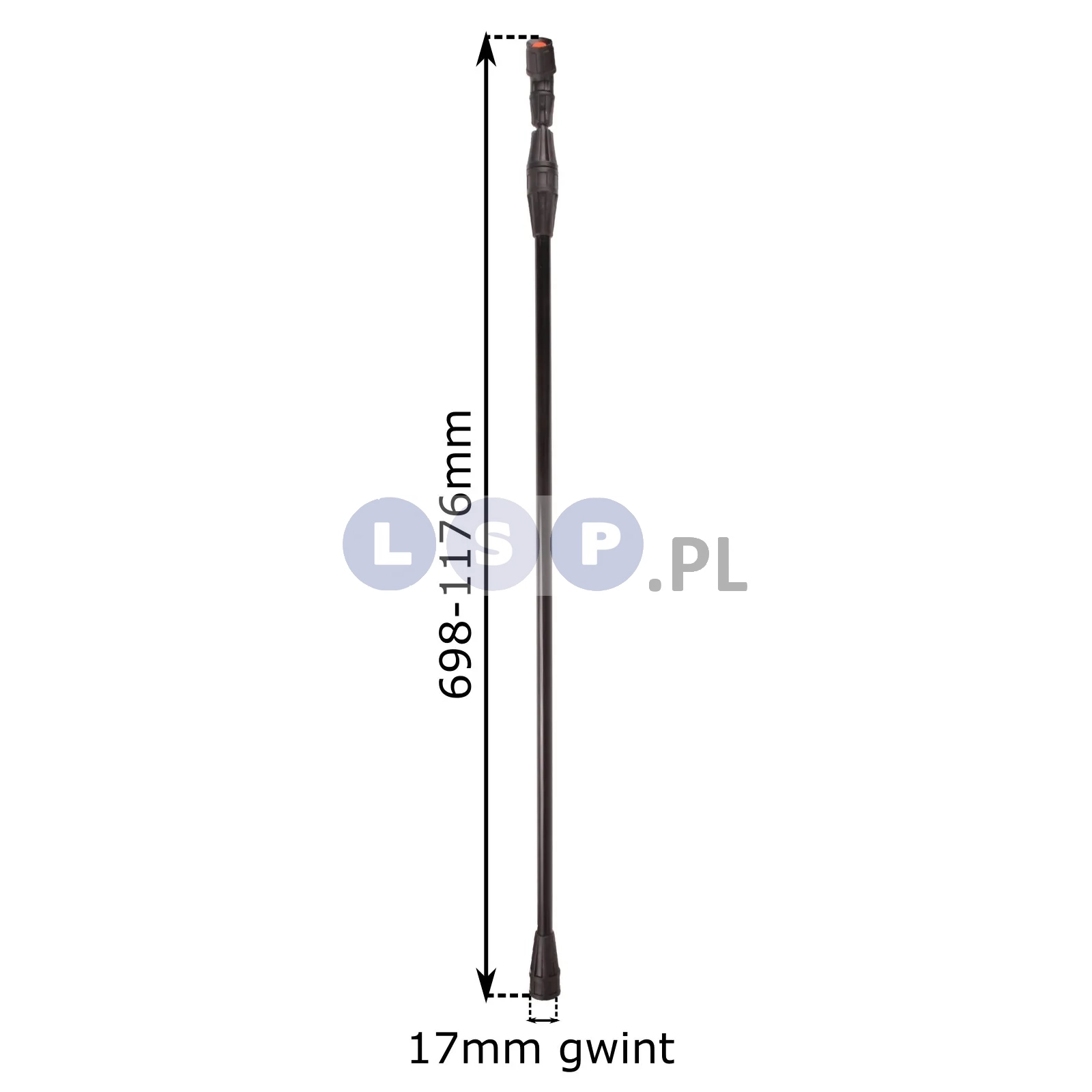 Lanca do opryskiwacza teleskopowa plastik gwint 17mm długość 698-1176mm 