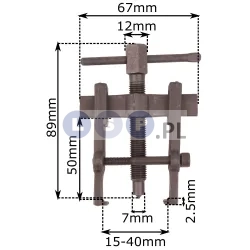 Ściągacz do łożysk 15-40x50mm 2-ramienny sworzni ramion wycieraczek klem alternator