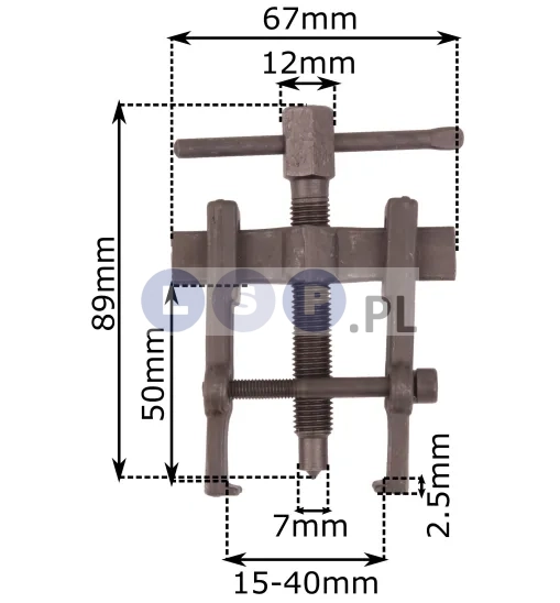 Ściągacz do łożysk 15-40x50mm 2-ramienny sworzni ramion wycieraczek klem alternator