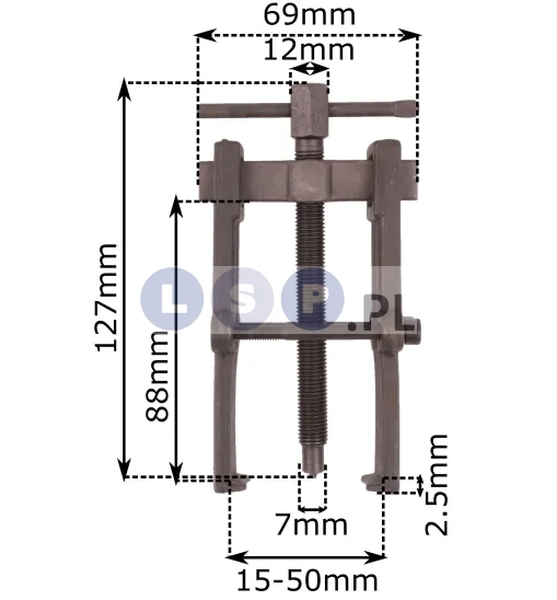 Ściągacz do łożysk 15-50x88mm 2-ramienny sworzni ramion wycieraczek klem alternator