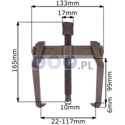 Ściągacz do łożysk 22-117x165mm 2-ramienny sworzni ramion wycieraczek klem alternator