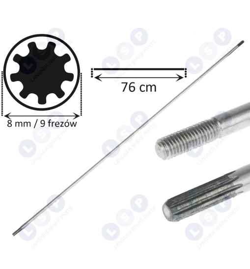 Wałek napędowy oś kosy spalinowej wał 9 frezów 8 mm 76 CM