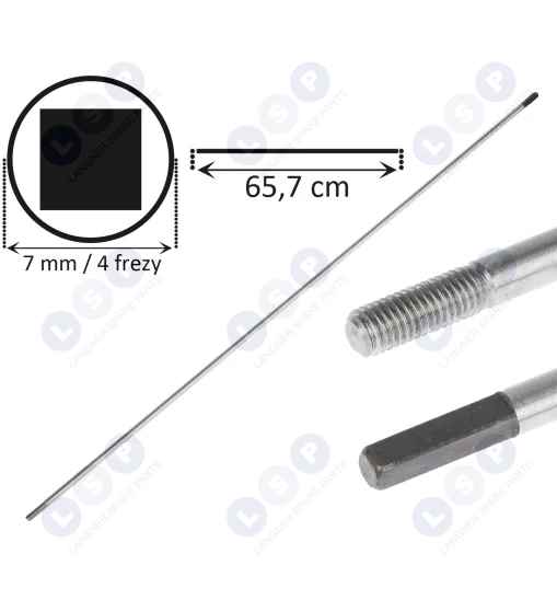 Wałek napędowy oś kosy spalinowej wał 4 frezy KWADRAT 7 mm 65,7 CM