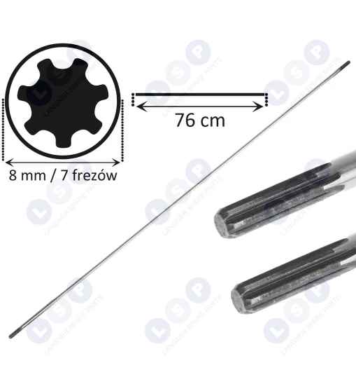 Wałek napędowy oś kosy spalinowej wał 7 frezów 8 mm 76 CM