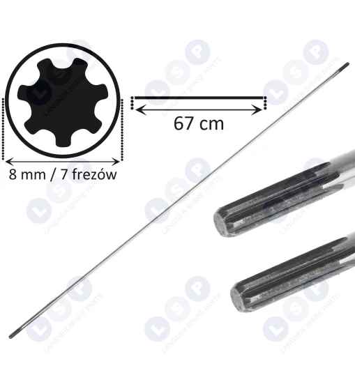 Wałek napędowy oś kosy spalinowej wał 7 frezów 8 mm 67 CM