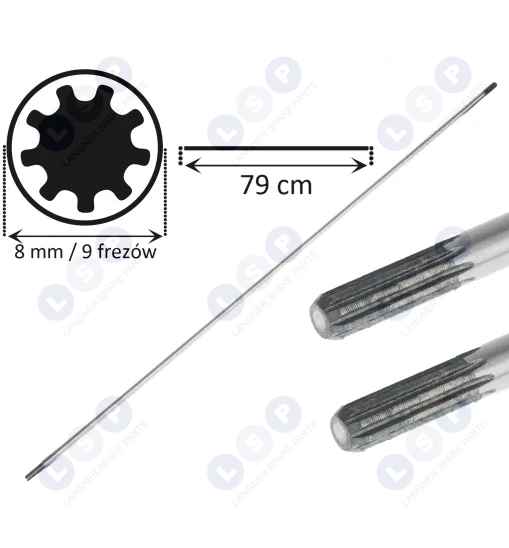 Wałek napędowy oś kosy spalinowej wał 9 frezów 8 mm 79 CM