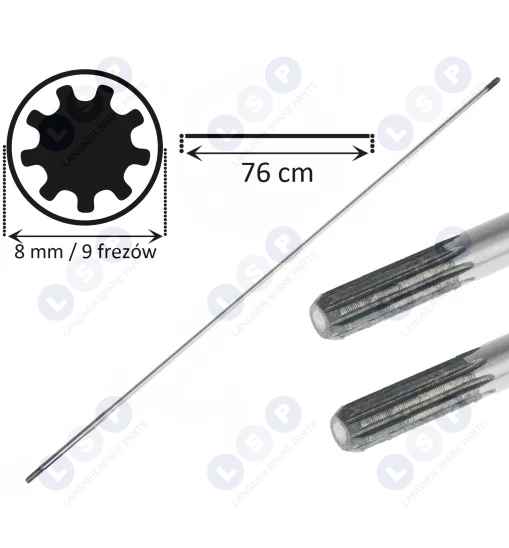 Wałek napędowy oś kosy spalinowej wał 9 frezów 8 mm 76 CM