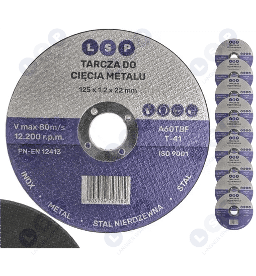 Tarcze do cięcia metalu 125 mm x 1.2 mm na szlifierkę kątową 10 sztuk