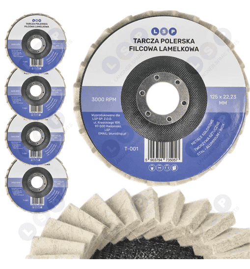 Tarcza polerska filcowa lamelkowa na szlifierkę kątową 125MM 5sztuk