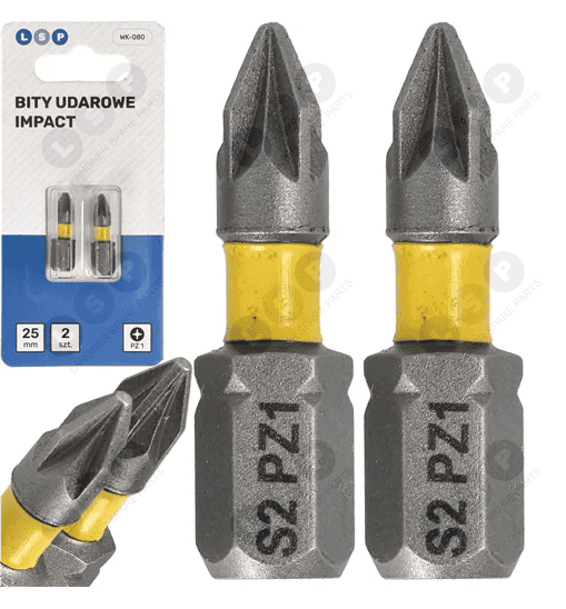Bit udarowy POZIDRIV PZ1 25 MM LSP IMPACT zestaw bitów 2 SZTUKI