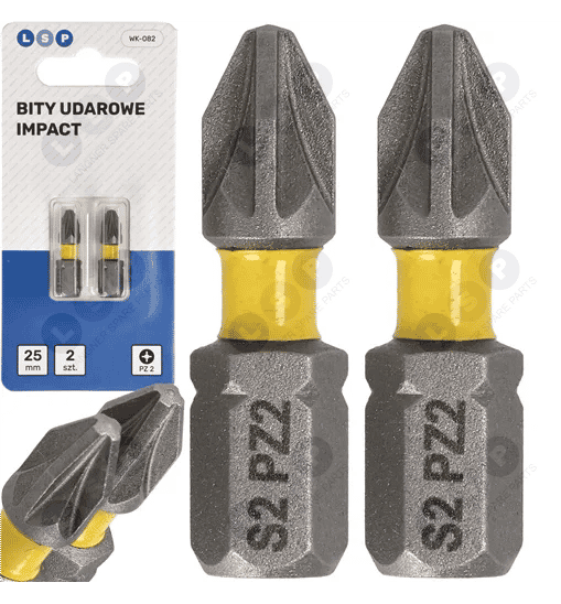 Bit udarowy POZIDRIV PZ2 25 MM LSP IMPACT zestaw bitów 2 SZTUKI