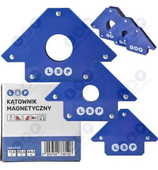 Kątownik spawalniczy uchwyt magnetyczny - 3 sztuki 11.5kg 22.5 34.5kg