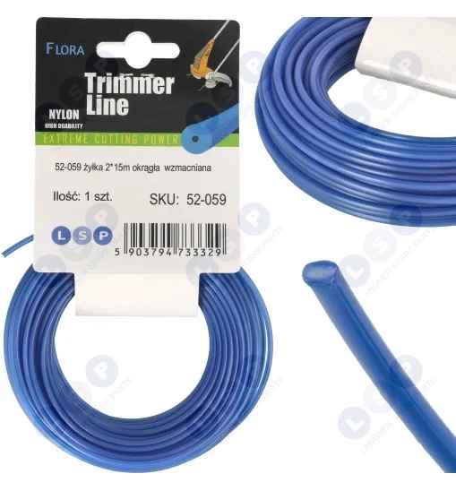 Żyłka tnąca do kosy spalinowej ZBROJONA WZMACNIANA okrągła 2 MM x 15 M