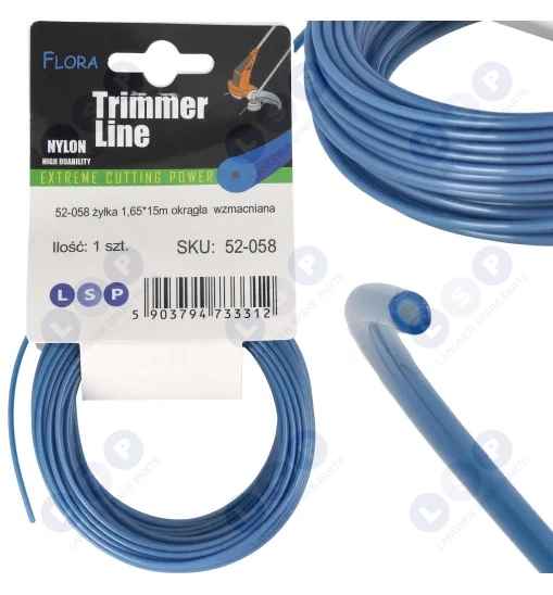 Żyłka tnąca do kosy spalinowej ZBROJONA WZMACNIANA okrągła 1.65 MM x 15 M