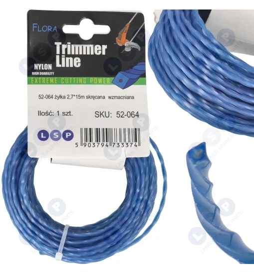 Żyłka tnąca do kosy spalinowej ZBROJONA WZMACNIANA skręcana 2.7 MM
