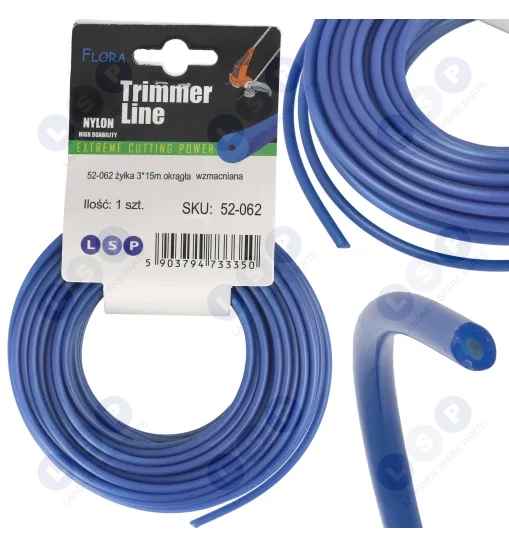Żyłka tnąca do kosy spalinowej ZBROJONA WZMACNIANA okrągła 3 MM x 15 M