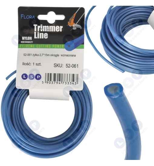 Żyłka tnąca do kosy spalinowej ZBROJONA WZMACNIANA okrągła 2.7 MM x 15 M