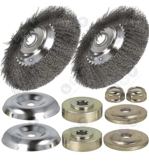 Zestaw 2 szczotek drucianych miękkich do kosy + mocowania 25.4 mm