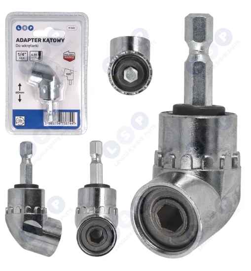 Adapter kątowy do wkrętarki uchwyt bitów 1/4" przystawka 105°
