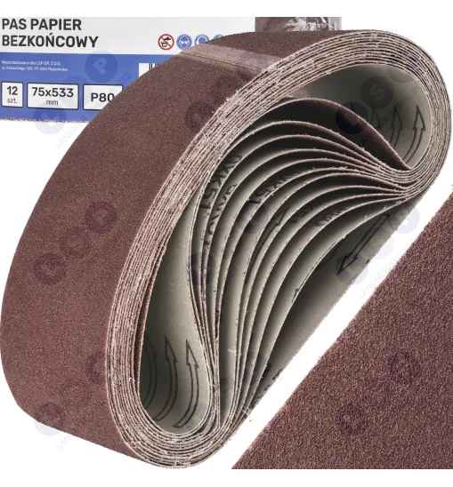 Papier ścierny 75x533 taśma szlifierska do szlifierki taśmowej P80