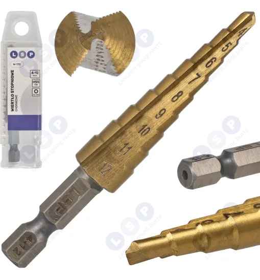 Wiertło stożkowe stopniowe 4-12mm HSS TiN HEX wiertło choinkowe