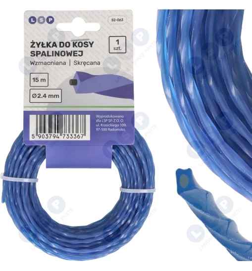 Żyłka tnąca do kosy spalinowej ZBROJONA WZMACNIANA skręcana 2.4 mm