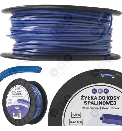Żyłka tnąca do kosy wykaszarki 2.4 mm 100m szpula