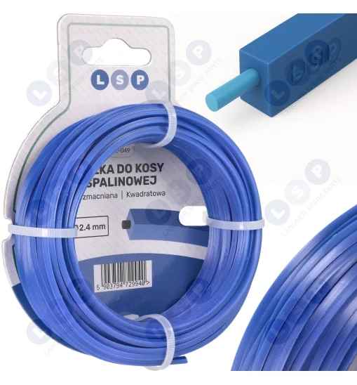 Wzmocniona żyłka Kwadrat 2.4mm x 15m nylon z rdzeniem do podkaszarki kosy