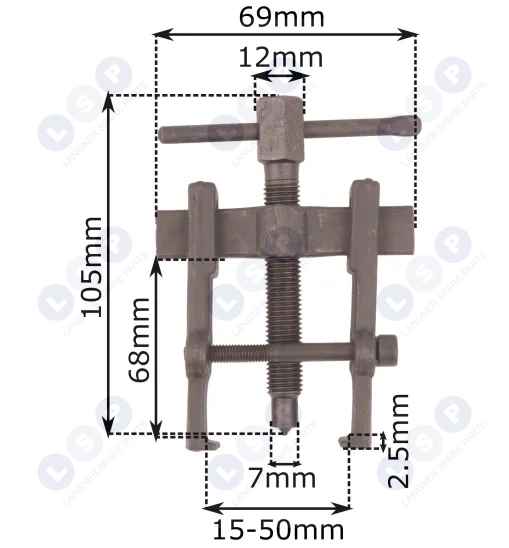 Ściągacz do łożysk 15-50x68mm 2-ramienny sworzni ramion wycieraczek klem alternator