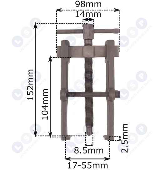 Ściągacz do łożysk 17-55x104mm 2-ramienny sworzni ramion wycieraczek klem alternator